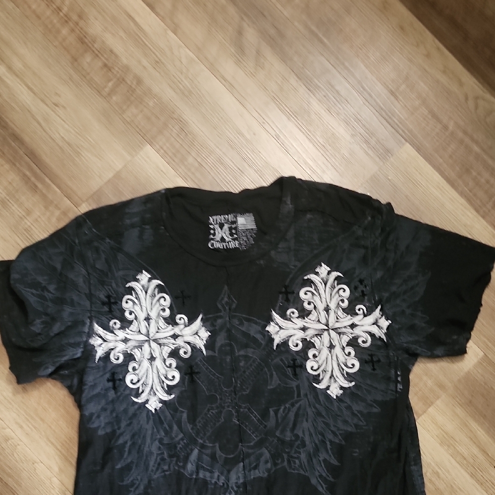 Xtreme Couture by Affliction Black Cross Graphic Tee Y2K - Picture 4 of 7